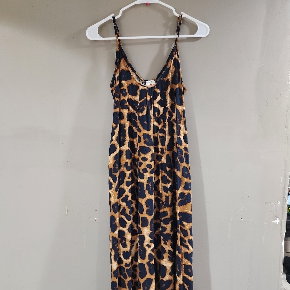 Buenos Niños Maxi Leopard Dress Size Small Brown